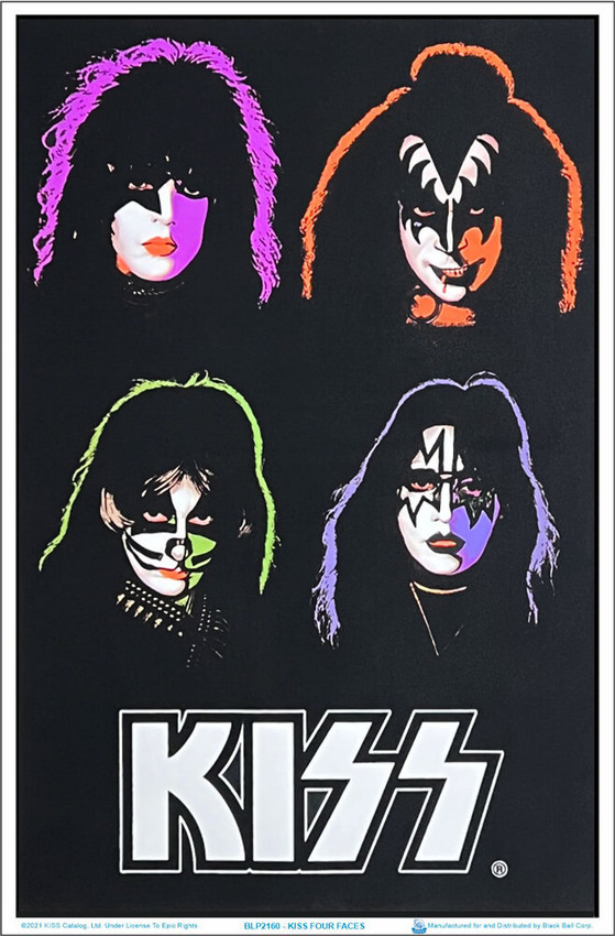 KISS Four Faces Blacklight Poster 23" x 35"