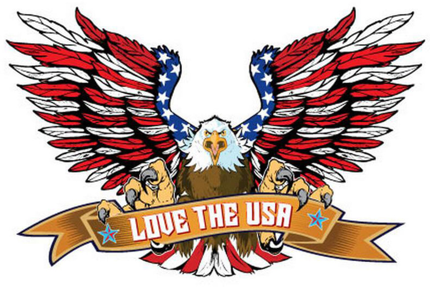 Stars & Stripes Eagle -  Love the USA - Postcard Sized Vinyl Sticker 5.75" x 3.75"