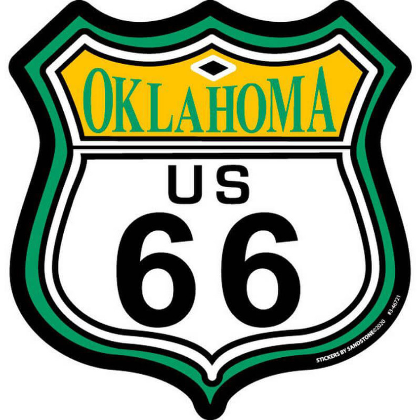 Oklahoma US Route 66 Shield - Business Card Sized Vinyl Sticker 4" x 4.25"