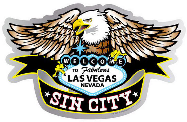 Las Vegas Sin City Eagle Welcome Sign - Postcard Sized Vinyl