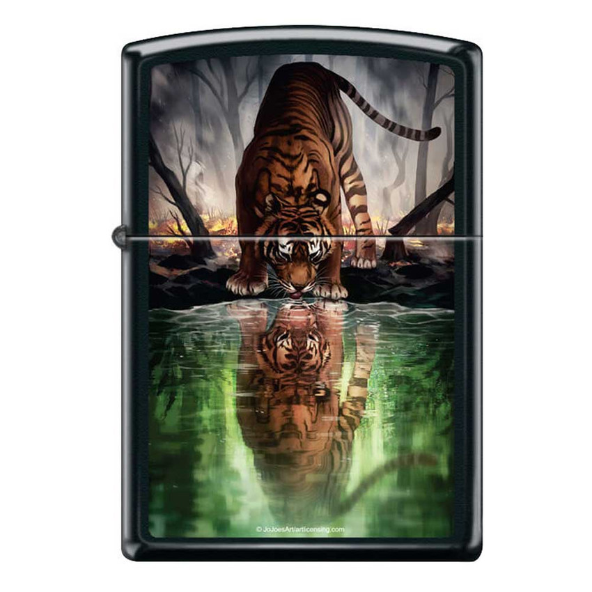 The World I Used to Know Tiger by JoJoe Black Matte Zippo Lighter