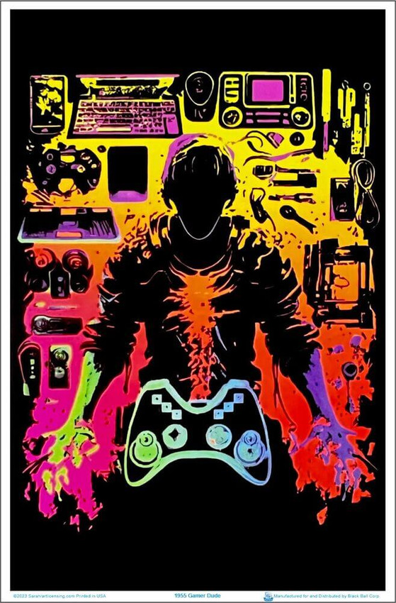 Gamer Dude by Sasha Flocked Blacklight Poster - 23" x 35"