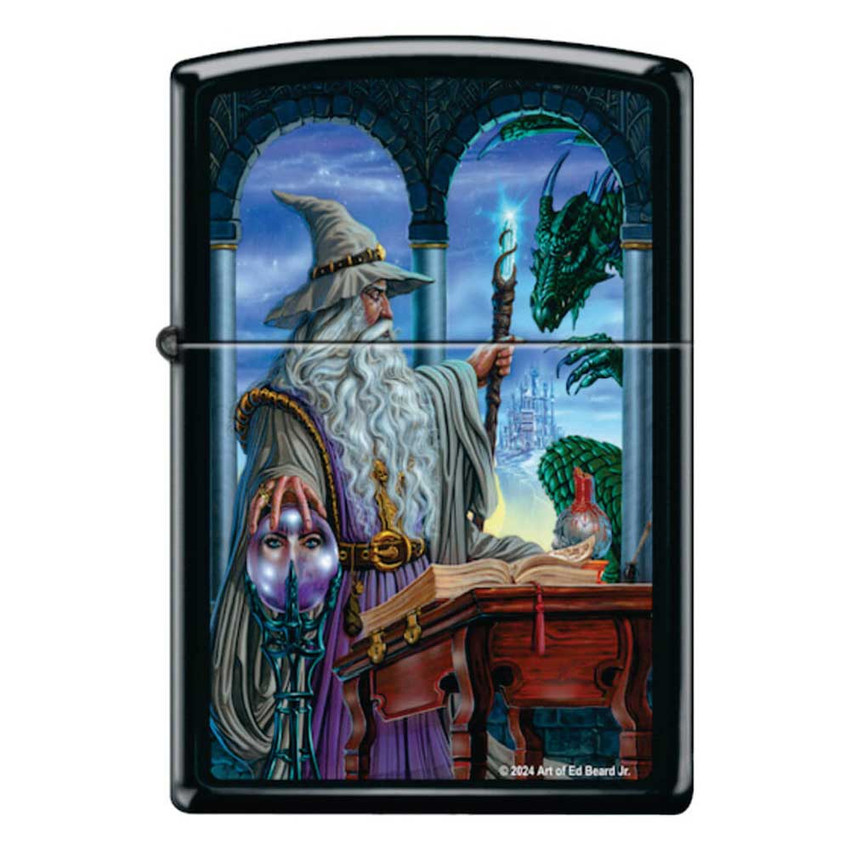 Wizard's Emissary by Ed Beard Black Matte Zippo Lighter