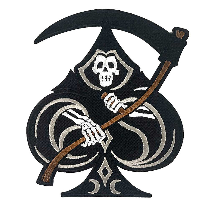 Ace of Spades Grim Reaper - Embroidered Patch - 4" x 4"