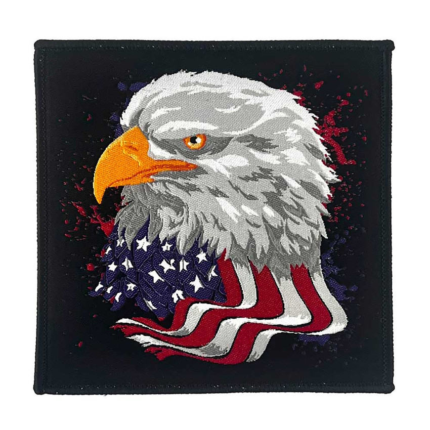 American Flag Eagle - Woven Patch - 4" x 4"