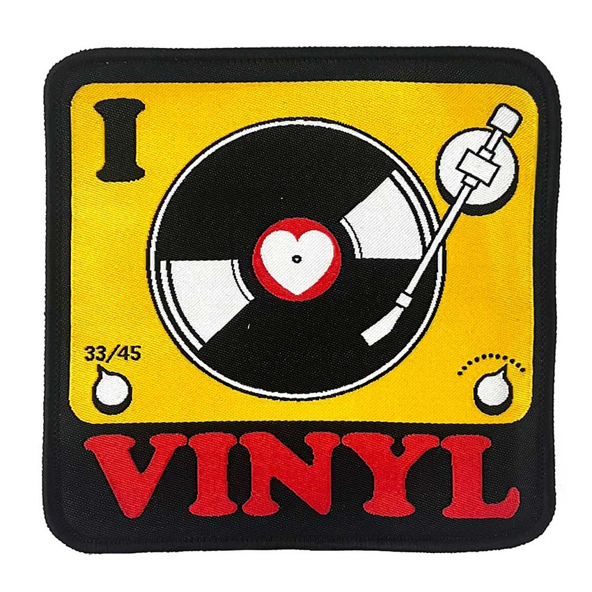 I Heart Vinyl - Woven Patch - 4" x 4"