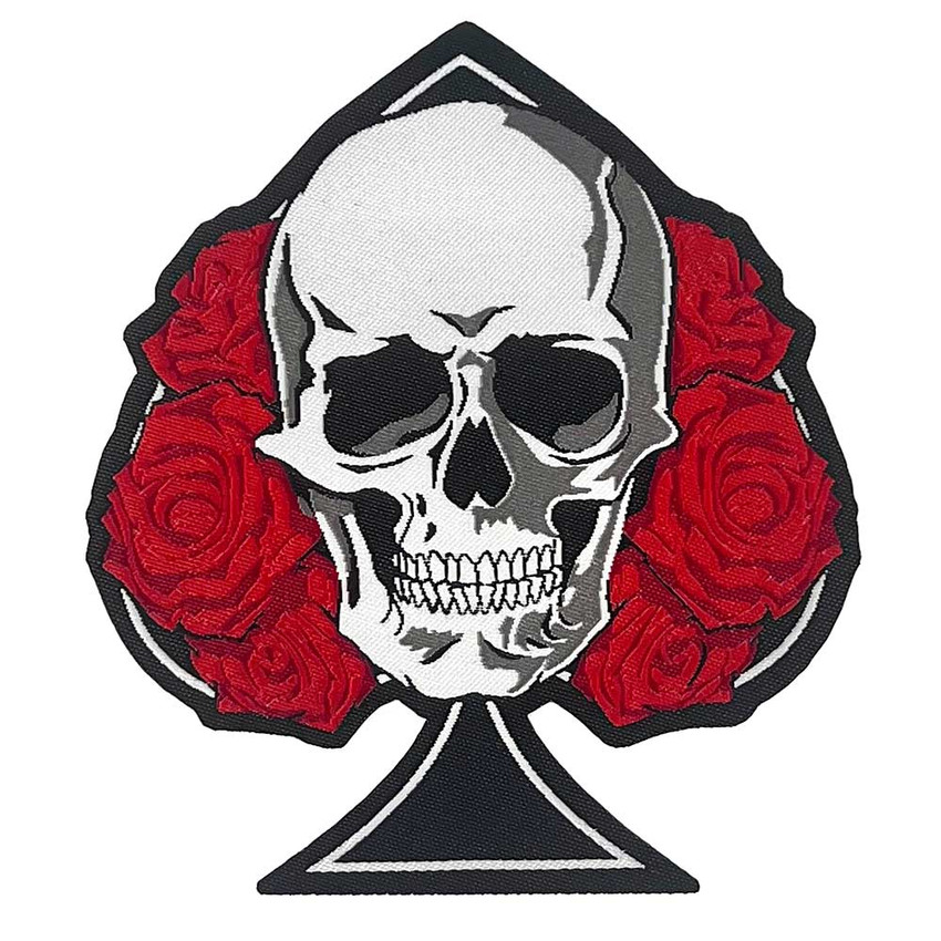 Ace of Spades Skull - Woven Patch - 4" x 4"
