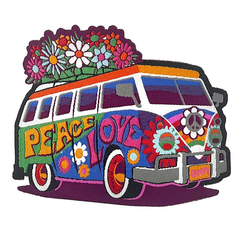 Peace Love Bus - Woven Patch - 4" x 4"