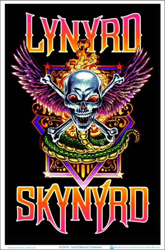 Lynyrd Skynyrd - Crossbones Blacklight Poster, Officially Licensed - 23 x 35 in. Lynyrd Skynyrd - Crossbones Blacklight Poster, Officially Licensed - 23 x 35 in.