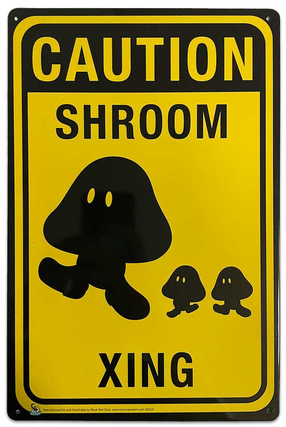 Shroom Crossing Tin Sign - 20x30cm - 7.87" x 11.81" Shroom Crossing Tin Sign - 20x30cm - 7.87" x 11.81"