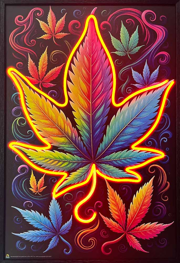 Herbal Cannabis Leaf Framed LED Neon Light Canvas Print -24" x 36" Herbal Cannabis Leaf Framed LED Neon Light Canvas Print -24" x 36"