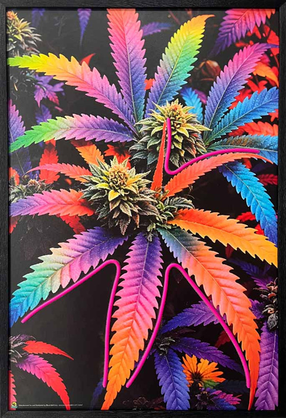 Herbal Cannibis Leaves Framed LED Neon Light Canvas Print - 24" x 36" Herbal Cannibis Leaves Framed LED Neon Light Canvas Print - 24" x 36"