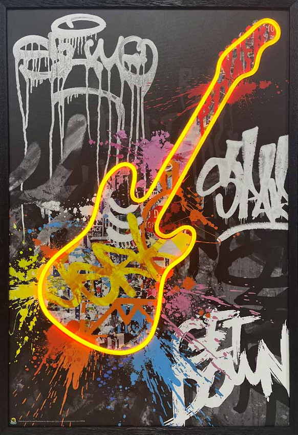 Electric Guitar LED Neon Light Canvas Print - 24" x 36" Electric Guitar LED Neon Light Canvas Print - 24" x 36"