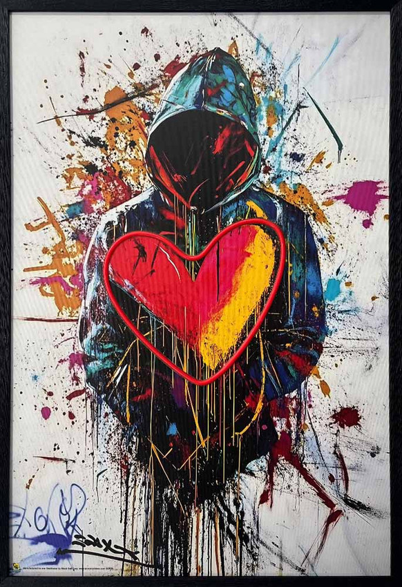 Hip Hop Heart Framed LED Neon Light Canvas Print - 24" x 36" Hip Hop Heart Framed LED Neon Light Canvas Print - 24" x 36"