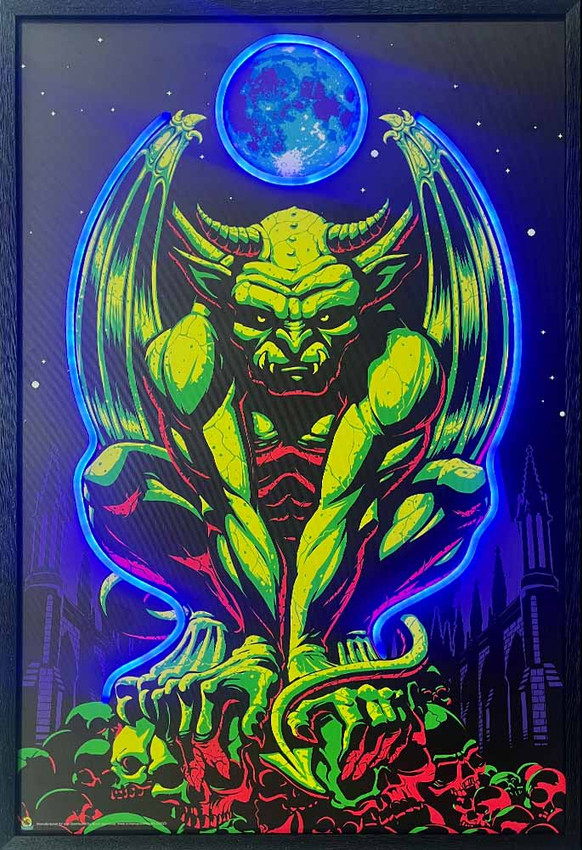 Gargoyle  Framed LED Neon Light Canvas Print - 24" x 36" Gargoyle  Framed LED Neon Light Canvas Print - 24" x 36"