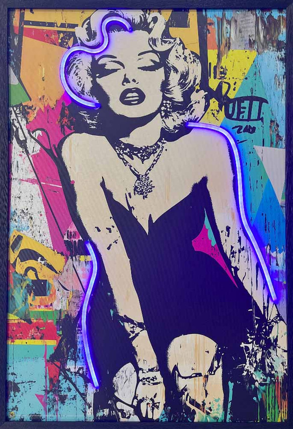 Marilyn Blond Bombshell Framed LED Neon Light Canvas Print - 24" x 36" Marilyn Blond Bombshell Framed LED Neon Light Canvas Print - 24" x 36"