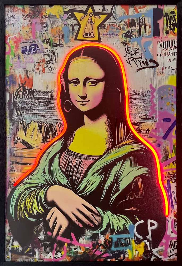 Mona Lisa Framed LED Neon Light Canvas Print - 24" x 36" Mona Lisa Framed LED Neon Light Canvas Print - 24" x 36"