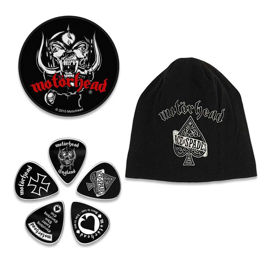 Motorhead Officially Licensed Gift Set - 1 Jersey Beanie, 1 Standard Woven Patch, 1 Set of Five Guitar Picks