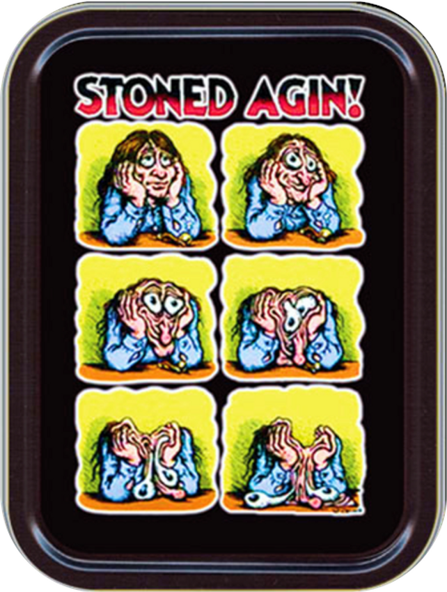 Stoned Again - R. Crumb Stash Tin Storage Container 4.37" L x 3.5" W x 1" H