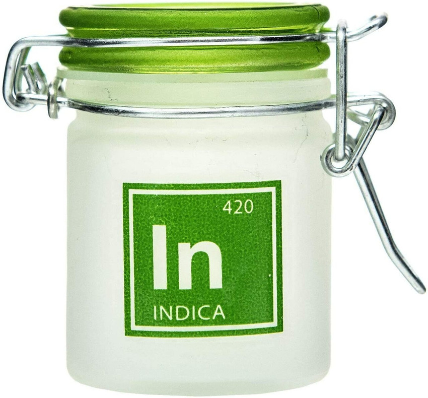 Airtight Glass Mini Stash Jar 1.5 Oz - In 'Indica' Design