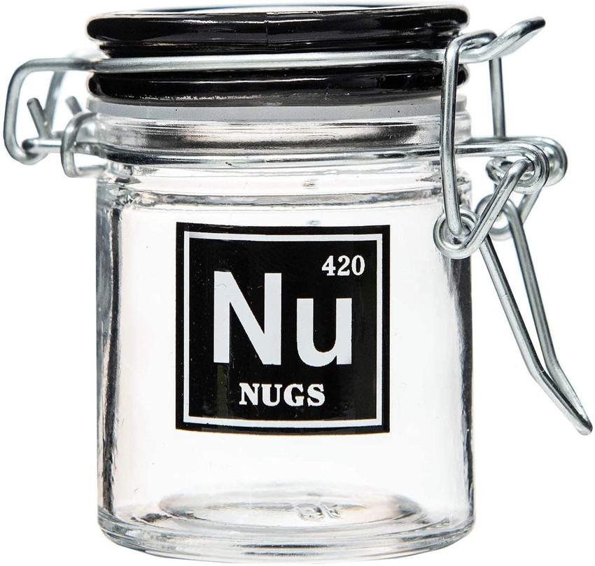 Airtight Glass Mini Stash Jar 1.5 Oz - Nu 'Nugs' Design
