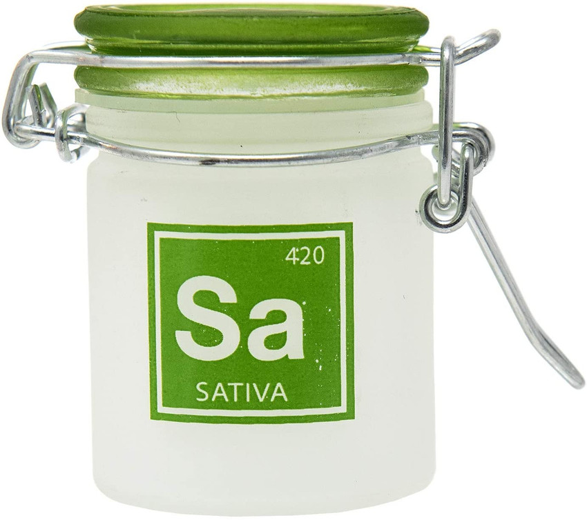 Airtight Glass Mini Stash Jar 1.5 Oz - Sa 'Sativa' Design