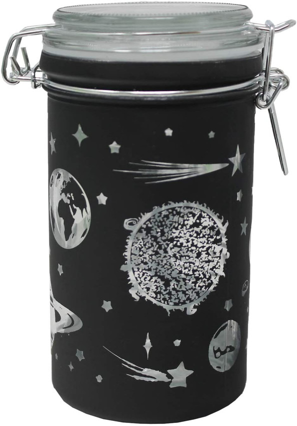 Metallic Galaxy Black Frost XL Stash Jar - 6 Tall 16oz Capacity