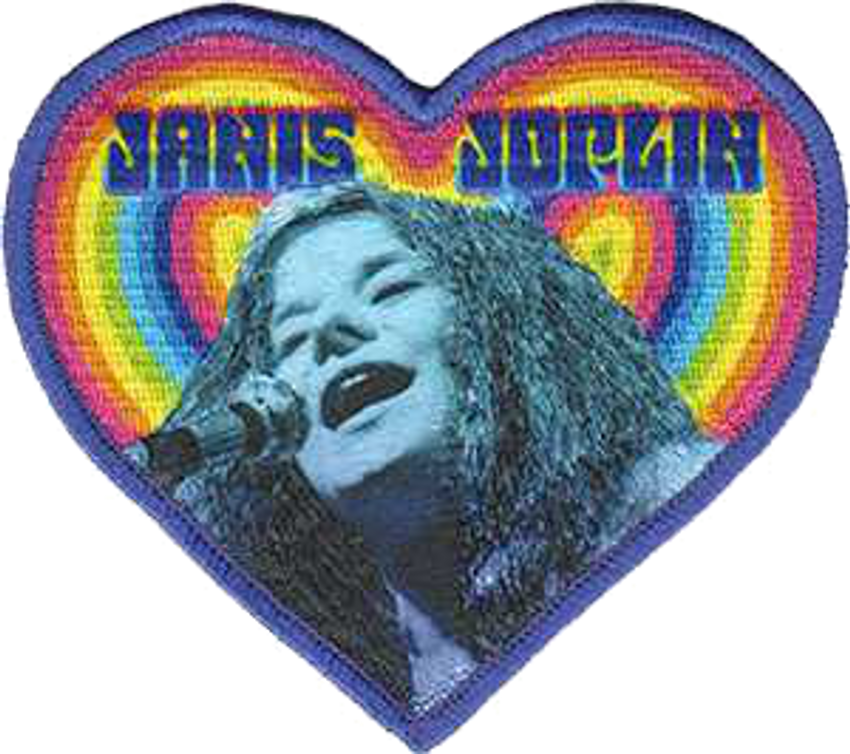 Janis Joplin Heart - Iron On Embroidered Patch 4" x 3.5" Image