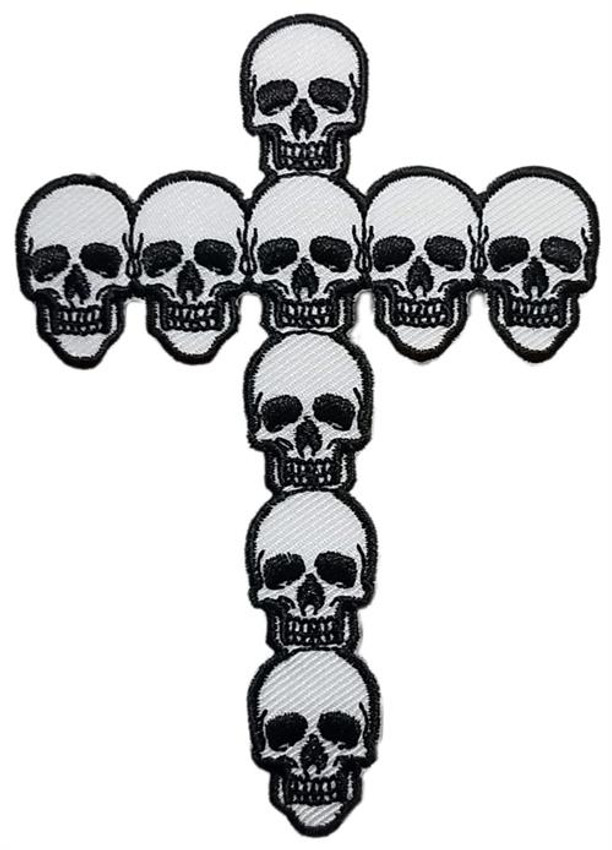 Skull/Cross Embroidered Sew On Patch - 3" X 4" Image