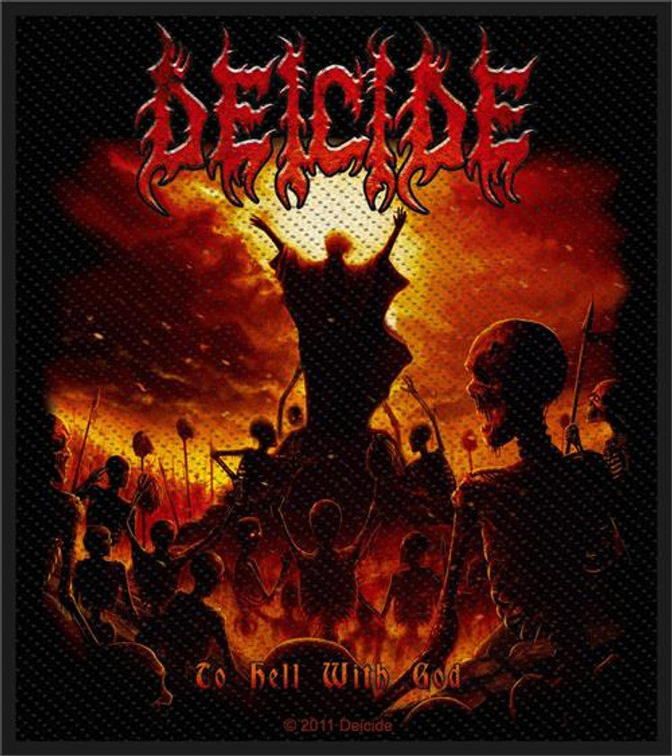 Deicide To Hell With God - Woven Sew On Patch 3.75" x 4" Image