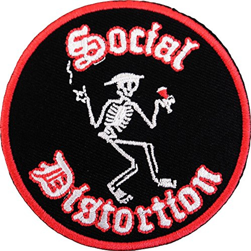 Social Distortion Skeleton Logo - Iron On Embroidered Patch 3" Round Image