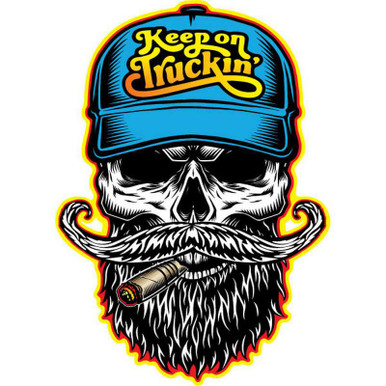 Keep on Truckin' - Skull - Postcard Sized Vinyl Sticker 6