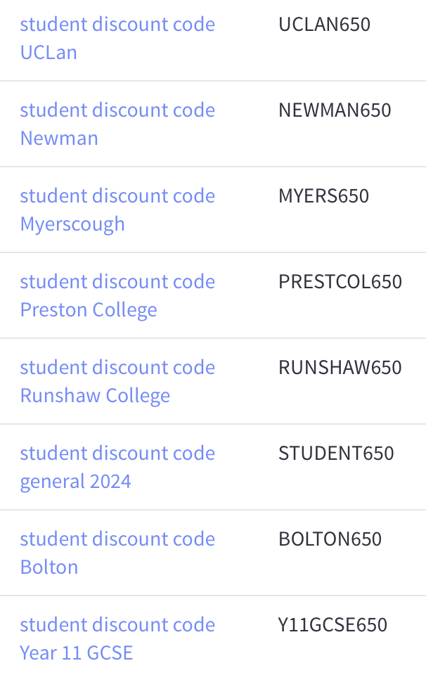 student discount codes