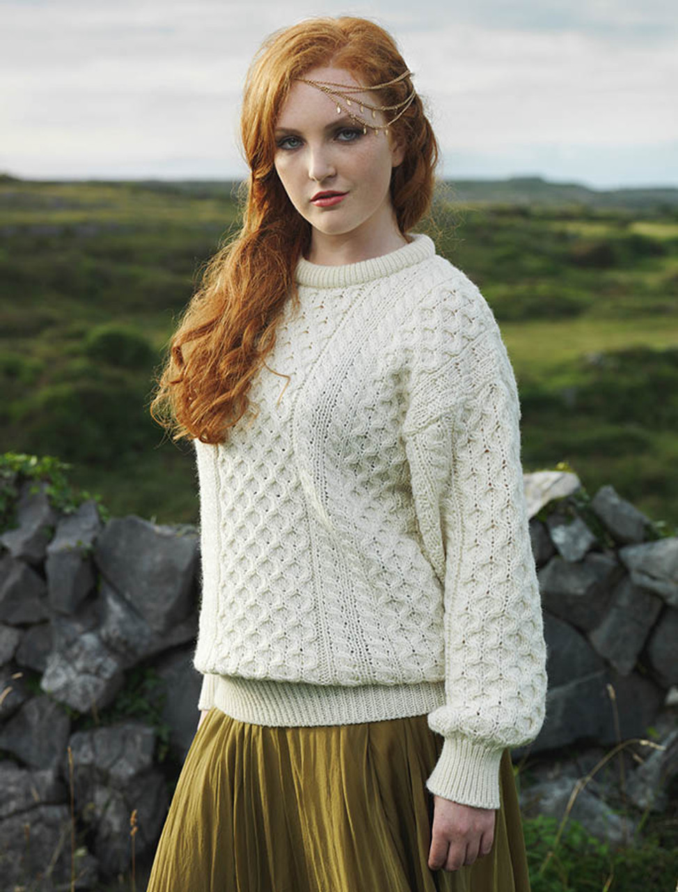 Women's Heavyweight Traditional Aran Wool Sweater