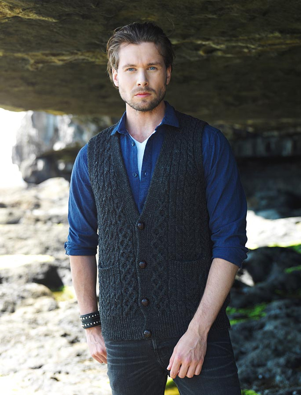 Mens Wool Waistcoat With Buttons From Glenaran 100 Irish Wool