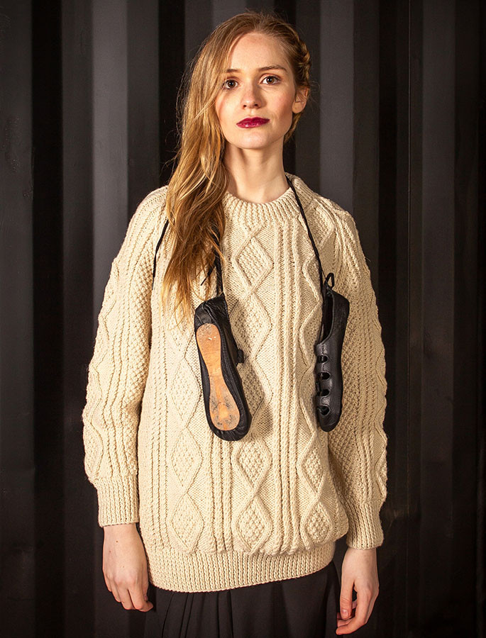 Women's Irish Clan Aran Sweater; Ladies 