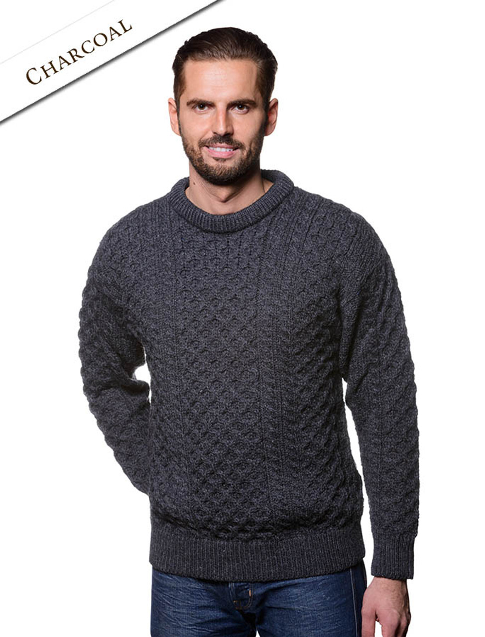 Mens Heavyweight Aran Wool Sweater | Glen Aran