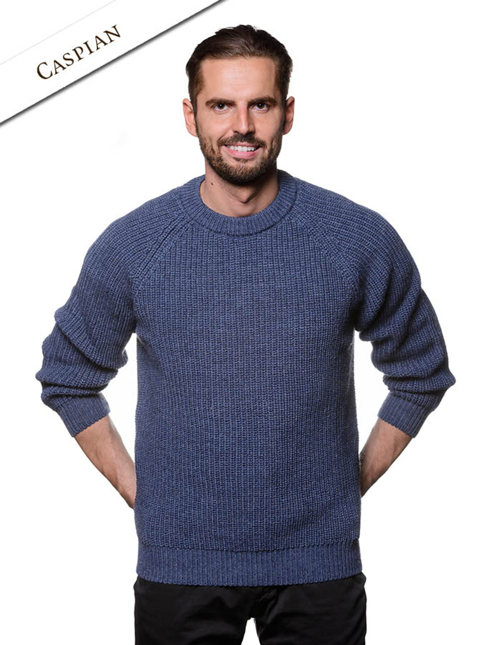 Wool sweater - fisherman's rib crew neck, Aran Crafts: C 761