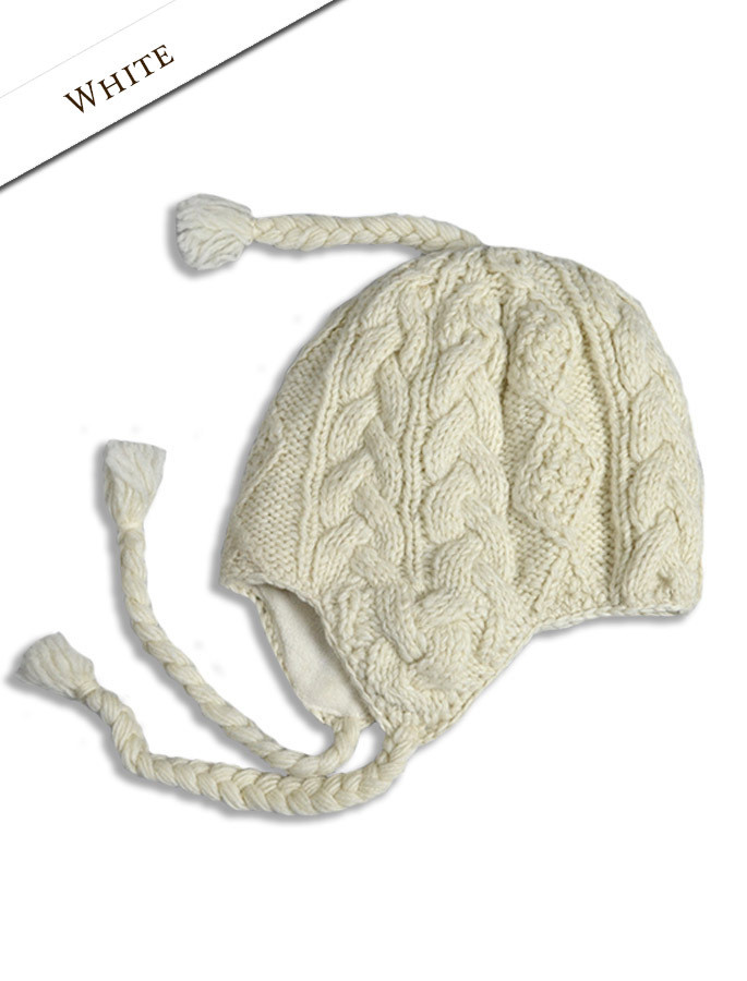 Aran Cable Hat with Ear Flaps