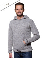 Men's Wool Hoodie with Pouch Pocket - Grey