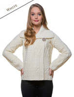 Patchwork Cardigan with Collar - Natural White Patchwork Cardigan with Collar - Natural White