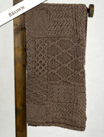 Merino Aran Patchwork Throw - Brown