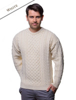 Men's Merino Aran Sweater - Natural White Men's Merino Aran Sweater - Natural White