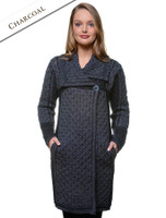 Two Tone Merino Wool Coat - Charcoal