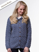 Honeycomb Button-Up Cardigan- Denim Marl