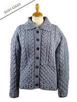 Honeycomb Button-Up Cardigan- Soft Grey
