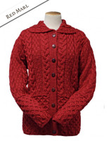 Honeycomb Button-Up Cardigan - Red Marl