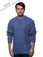 Merino Wool Diamond Sweater Mens - Denim