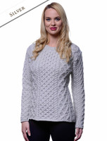Women's Fisherman Sweater - Aran Sweater - Silver Women's Fisherman Sweater - Aran Sweater - Silver