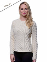 Women's Fisherman Sweater - Aran Sweater - White Women's Fisherman Sweater - Aran Sweater - White